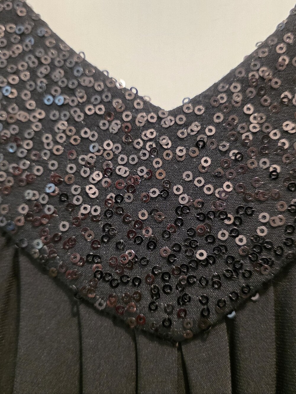 Dressbarn Collection Black Sequin V-Neck Evening Dress.